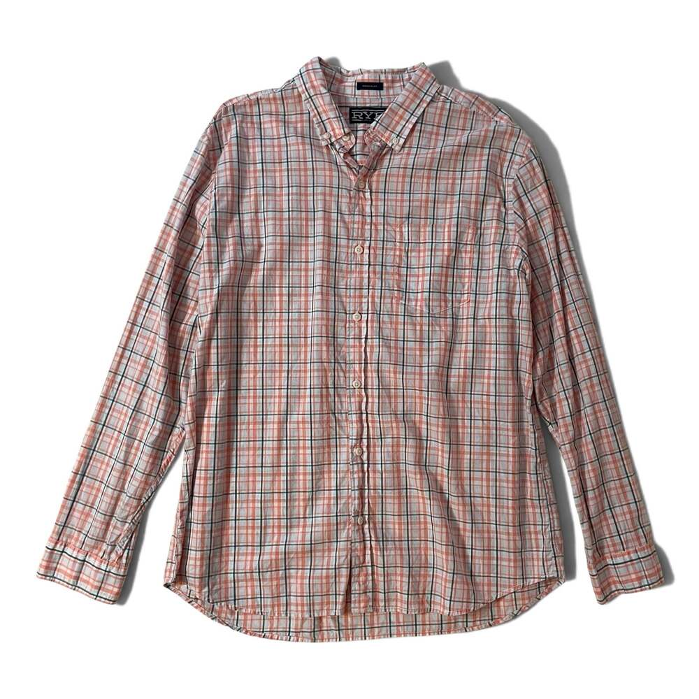 RYE by Hawker Rye XL Coral Green Plaid Cotton Regular Fit Shirt